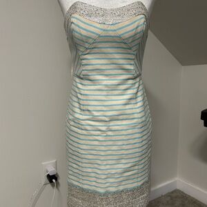 Lilly Pulitzer Strapless Dress - Blue and Cream